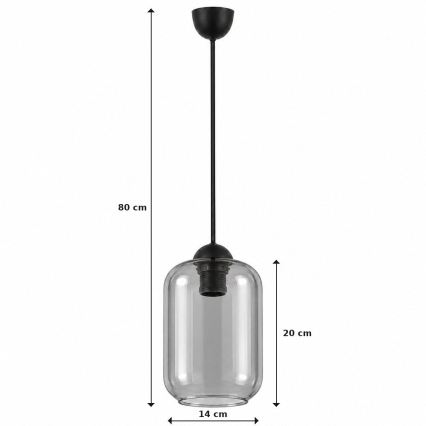 BRILAGI - LED závesný luster na lanku RETRO GLASS 1xE27/60W/230V pr. 14 cm čierna/dymová sivá