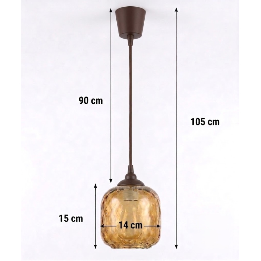 BRILAGI - LED luster na lanku RETRO GLASS 1xE27/60W/230V pr. 14 cm hnedá/dymová hnedá