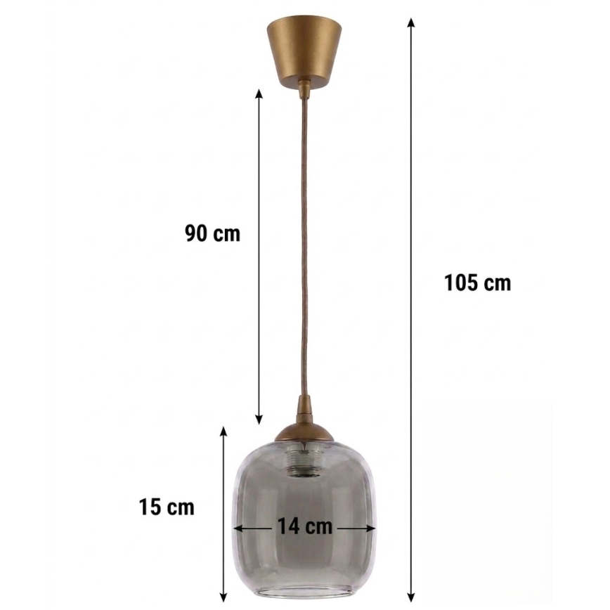 BRILAGI - LED luster na lanku RETRO GLASS 1xE27/60W/230V pr. 14 cm hnedá/zadymená sivá