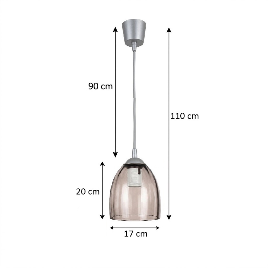 BRILAGI - LED luster na lanku RETRO GLASS 1xE27/60W/230V pr. 17 cm strieborná/dymová béžová