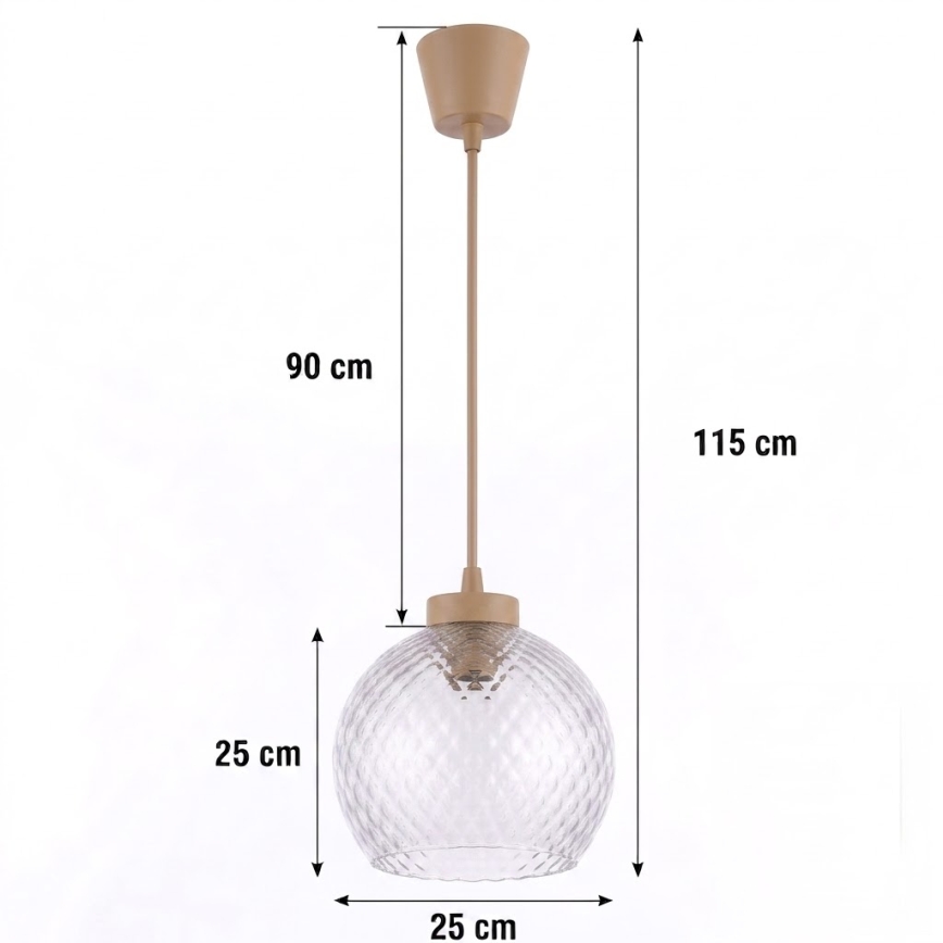 BRILAGI - LED závesný luster na lanku RETRO GLASS 1xE27/60W/230V pr. 25 cm béžová/dymová sivá