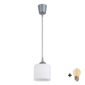 BRILAGI - LED luster na lanku RETRO GLASS 1xE27/60W/230V pr. 10 cm strieborná/biela