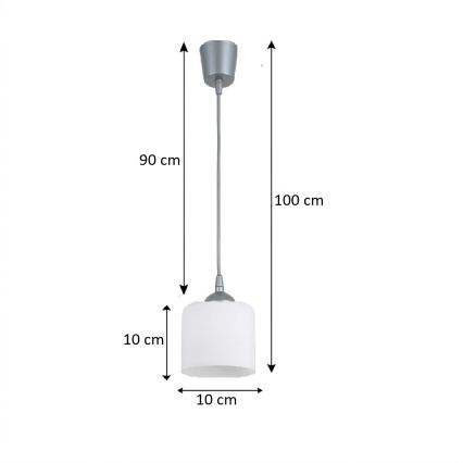 BRILAGI - LED luster na lanku RETRO GLASS 1xE27/60W/230V pr. 10 cm strieborná/biela