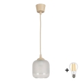 BRILAGI - LED luster na lanku RETRO GLASS 1xE27/60W/230V pr. 14 cm béžová/biela
