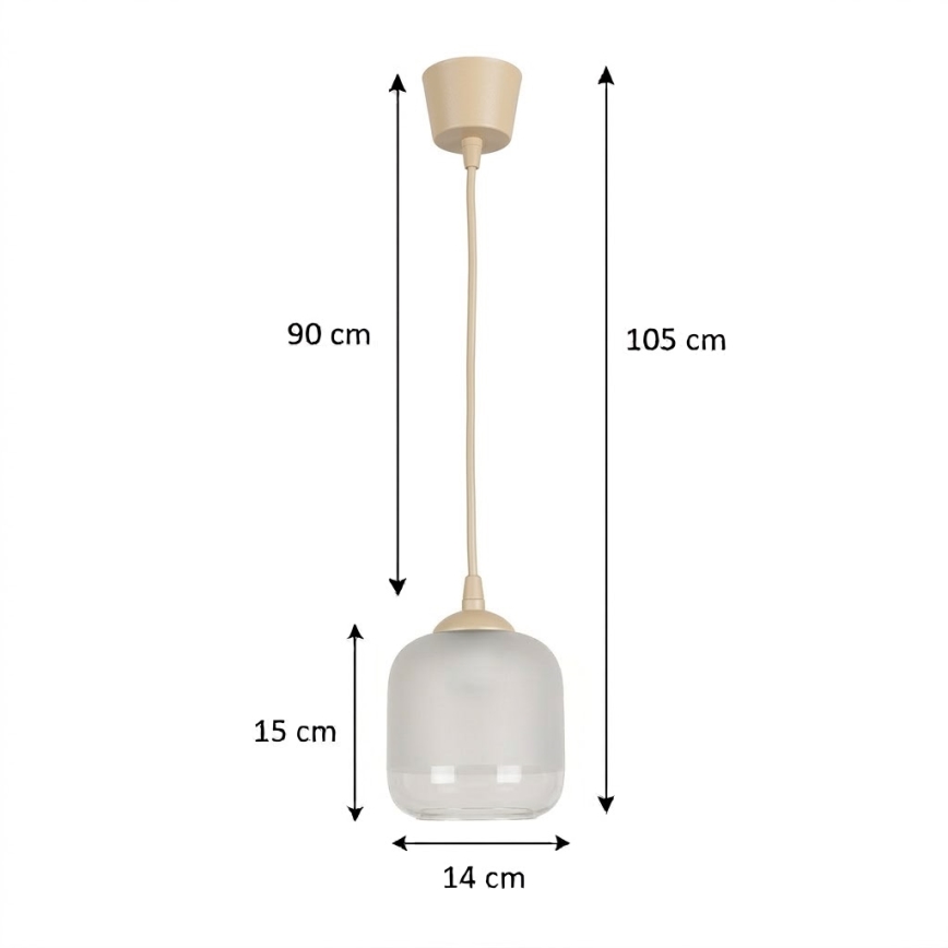 BRILAGI - LED luster na lanku RETRO GLASS 1xE27/60W/230V pr. 14 cm béžová/biela