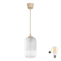 BRILAGI - LED luster na lanku RETRO GLASS 1xE27/60W/230V pr. 14 cm béžová/biela