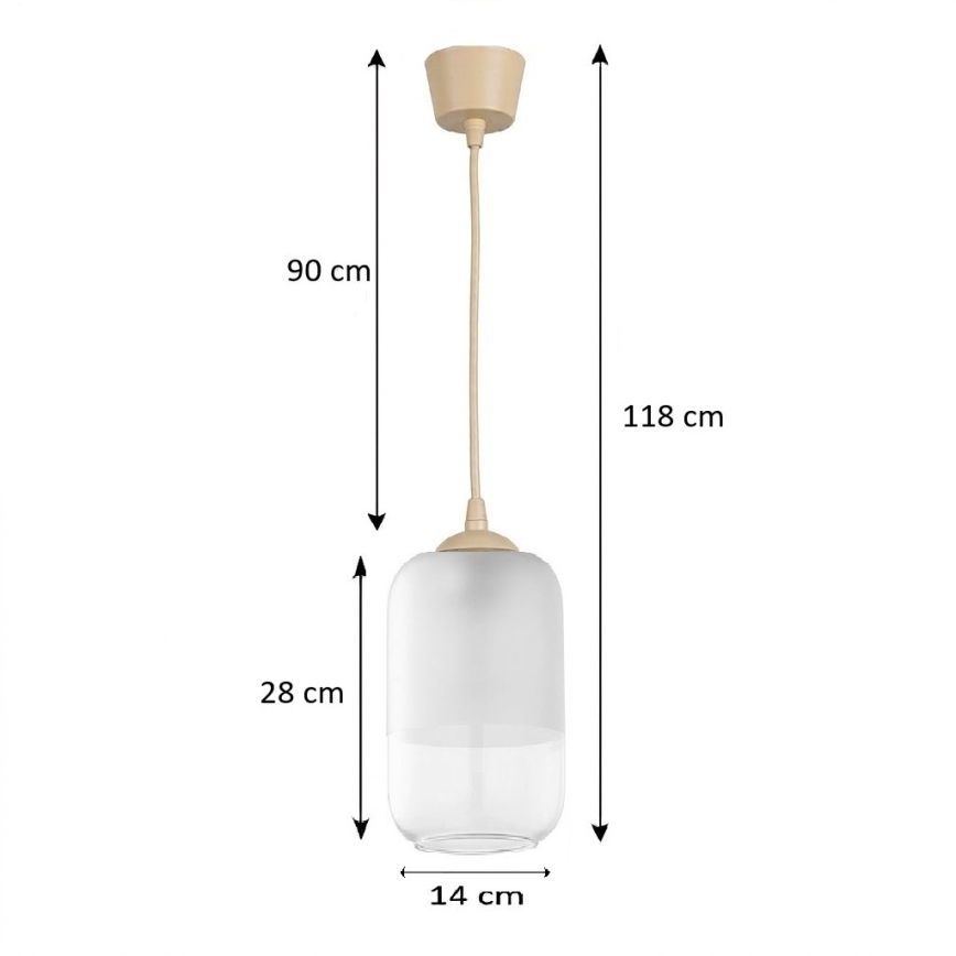 BRILAGI - LED luster na lanku RETRO GLASS 1xE27/60W/230V pr. 14 cm béžová/biela