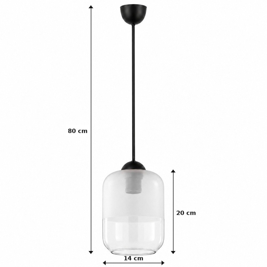 BRILAGI - LED luster na lanku RETRO GLASS 1xE27/60W/230V pr. 14 cm čierna/biela