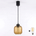 BRILAGI - LED luster na lanku RETRO GLASS 1xE27/60W/230V pr. 14 cm čierna/dymová hnedá