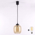 BRILAGI - LED luster na lanku RETRO GLASS 1xE27/60W/230V pr. 14 cm čierna/dymovo-hnedá