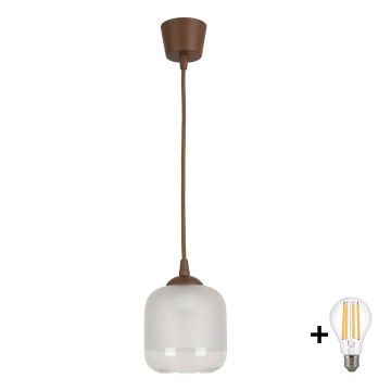 BRILAGI - LED luster na lanku RETRO GLASS 1xE27/60W/230V pr. 14 cm hnedá/biela