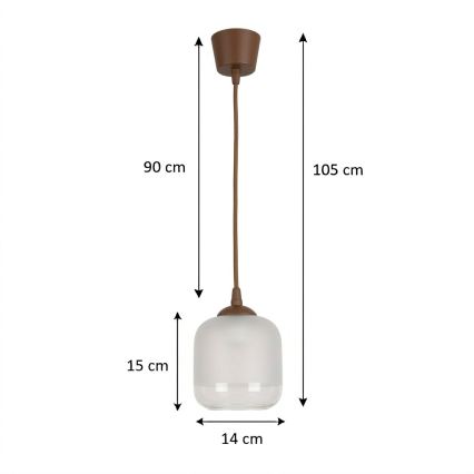 BRILAGI - LED luster na lanku RETRO GLASS 1xE27/60W/230V pr. 14 cm hnedá/biela