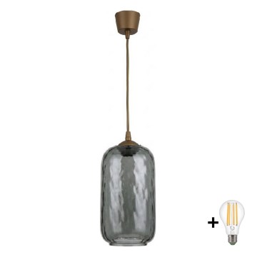 BRILAGI - LED luster na lanku RETRO GLASS 1xE27/60W/230V pr. 14 cm hnedá/dymovo sivá
