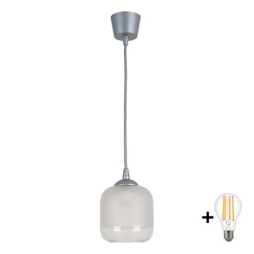 BRILAGI - LED luster na lanku RETRO GLASS 1xE27/60W/230V pr. 14 cm strieborná/biela