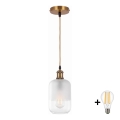 BRILAGI - LED luster na lanku RETRO GLASS 1xE27/60W/230V pr. 14 cm zlatá/biela