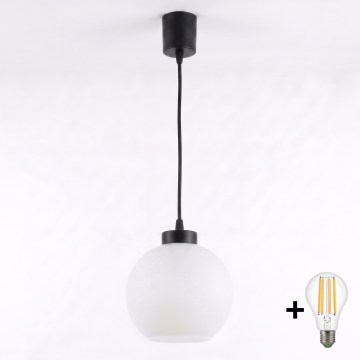 BRILAGI - LED luster na lanku RETRO GLASS 1xE27/60W/230V pr. 15 cm čierna/biela