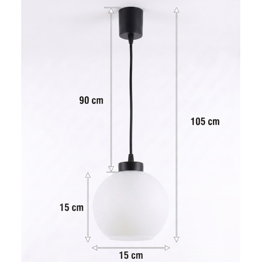 BRILAGI - LED luster na lanku RETRO GLASS 1xE27/60W/230V pr. 15 cm čierna/biela