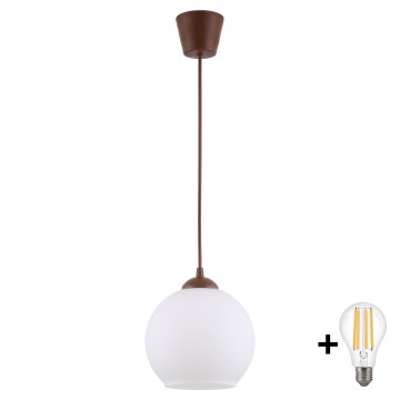 BRILAGI - LED luster na lanku RETRO GLASS 1xE27/60W/230V pr. 15 cm hnedá/biela
