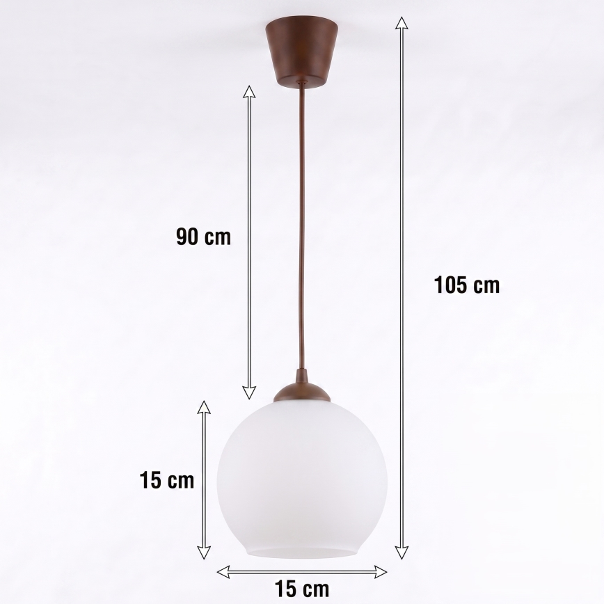 BRILAGI - LED luster na lanku RETRO GLASS 1xE27/60W/230V pr. 15 cm hnedá/biela