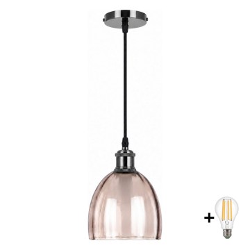 BRILAGI - LED Luster na lanku RETRO GLASS 1xE27/60W/230V pr. 17 cm čierna/dymová béžová