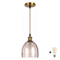 BRILAGI - LED luster na lanku RETRO GLASS 1xE27/60W/230V pr. 17 cm zlatá/dymová béžová