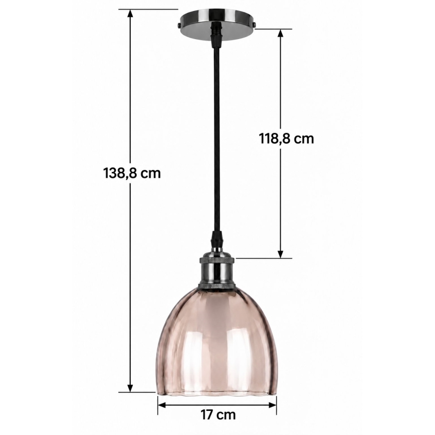 BRILAGI - LED Luster na lanku RETRO GLASS 1xE27/60W/230V pr. 17 cm čierna/dymová béžová