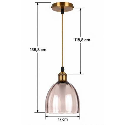 BRILAGI - LED luster na lanku RETRO GLASS 1xE27/60W/230V pr. 17 cm zlatá/dymová béžová