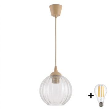 BRILAGI - LED luster na lanku RETRO GLASS 1xE27/60W/230V pr. 18 cm béžová/číra