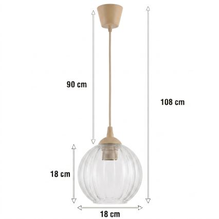 BRILAGI - LED luster na lanku RETRO GLASS 1xE27/60W/230V pr. 18 cm béžová/číra