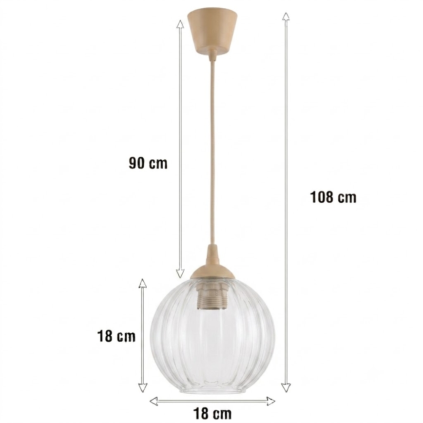 BRILAGI - LED luster na lanku RETRO GLASS 1xE27/60W/230V pr. 18 cm béžová/číra