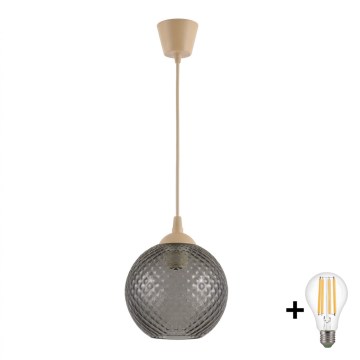 BRILAGI - LED luster na lanku RETRO GLASS 1xE27/60W/230V pr. 18 cm béžová/dymovošedá