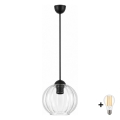 BRILAGI - LED luster na lanku RETRO GLASS 1xE27/60W/230V pr. 18 cm čierna/číra