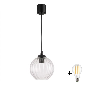 BRILAGI - LED luster na lanku RETRO GLASS 1xE27/60W/230V pr. 18 cm čierna/číra