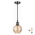 BRILAGI - LED luster na lanku RETRO GLASS 1xE27/60W/230V pr. 18 cm čierna/dymovo-hnedá