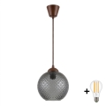 BRILAGI - LED luster na lanku RETRO GLASS 1xE27/60W/230V pr. 18 cm hnedá/dýmovo-sivá
