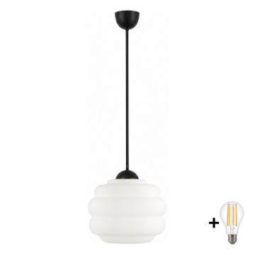 BRILAGI - LED luster na lanku RETRO GLASS 1xE27/60W/230V pr. 20 cm čierna/biela