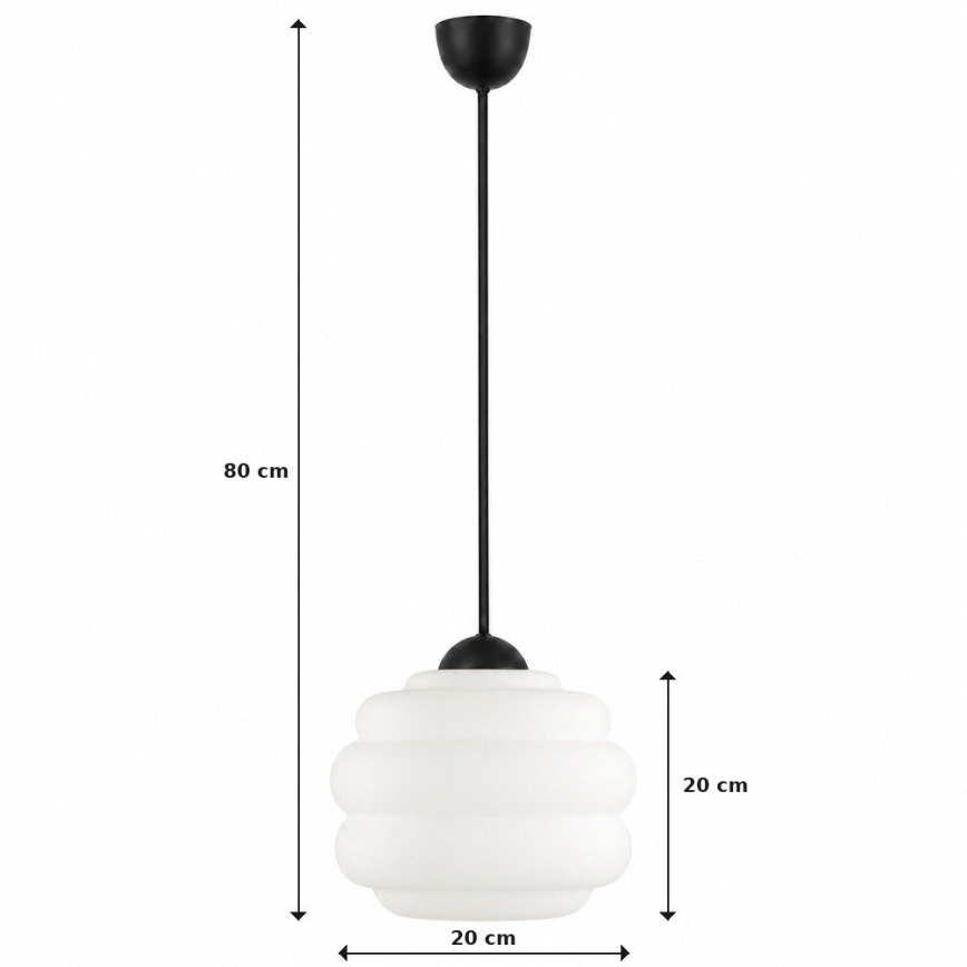 BRILAGI - LED luster na lanku RETRO GLASS 1xE27/60W/230V pr. 20 cm čierna/biela