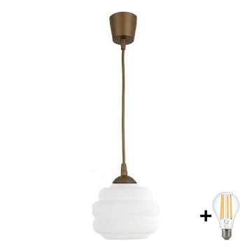 BRILAGI - LED luster na lanku RETRO GLASS 1xE27/60W/230V pr. 20 cm hnedá/biela