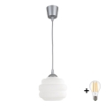BRILAGI - LED luster na lanku RETRO GLASS 1xE27/60W/230V pr. 20 cm strieborná/biela