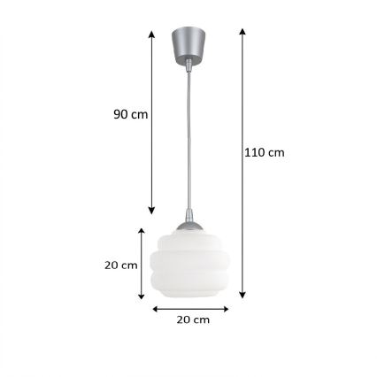 BRILAGI - LED luster na lanku RETRO GLASS 1xE27/60W/230V pr. 20 cm strieborná/biela