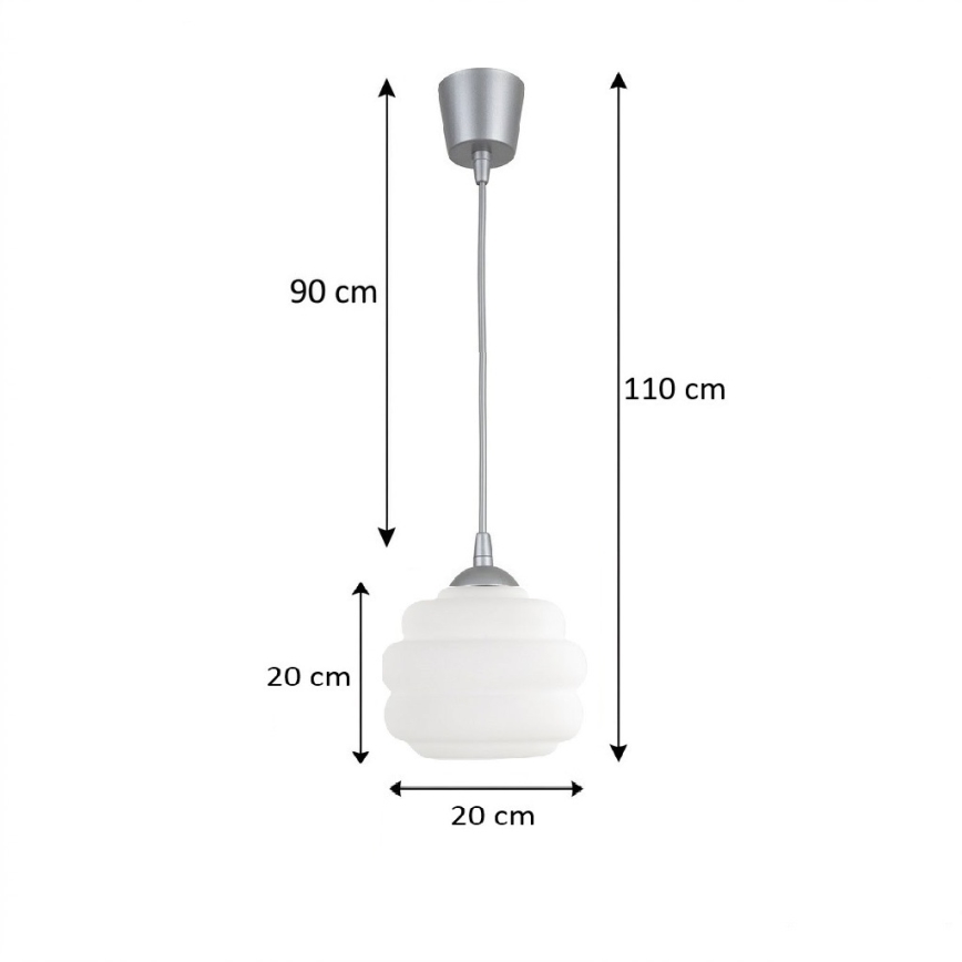 BRILAGI - LED luster na lanku RETRO GLASS 1xE27/60W/230V pr. 20 cm strieborná/biela