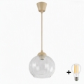 BRILAGI - LED luster na lanku RETRO GLASS 1xE27/60W/230V pr. 25 cm béžová/číra