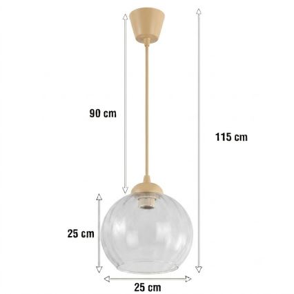 BRILAGI - LED luster na lanku RETRO GLASS 1xE27/60W/230V pr. 25 cm béžová/číra