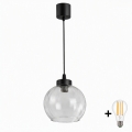 BRILAGI - LED luster na lanku RETRO GLASS 1xE27/60W/230V pr. 25 cm čierna/číra