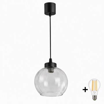 BRILAGI - LED luster na lanku RETRO GLASS 1xE27/60W/230V pr. 25 cm čierna/číra