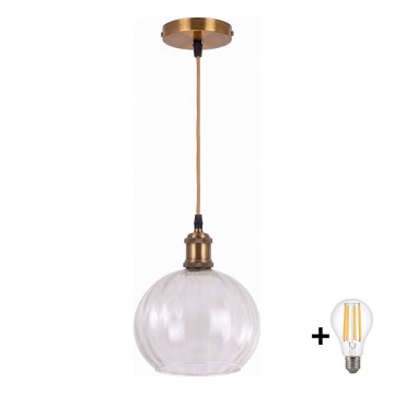 BRILAGI - LED luster na lanku RETRO GLASS 1xE27/60W/230V pr. 25 cm zlatá/číra