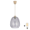 BRILAGI - LED luster na lanku RETRO GLASS 1xE27/60W/230V pr. 26 cm béžová/dymová sivá