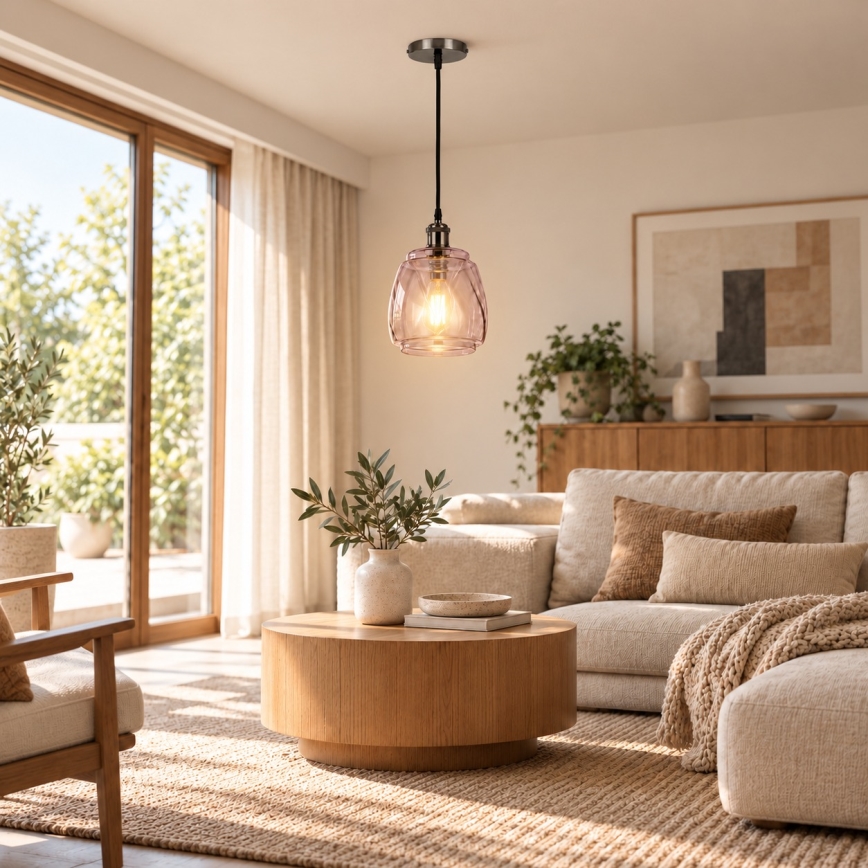 BRILAGI - LED závesný luster na lanku RETRO GLASS 1xE27/60W/230V pr. 26 cm čierna/dymovo sivá