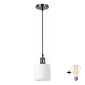 BRILAGI - LED Luster na lanku RETRO GLASS 1xE27/60W/230V priemer 10 cm čierna/biela