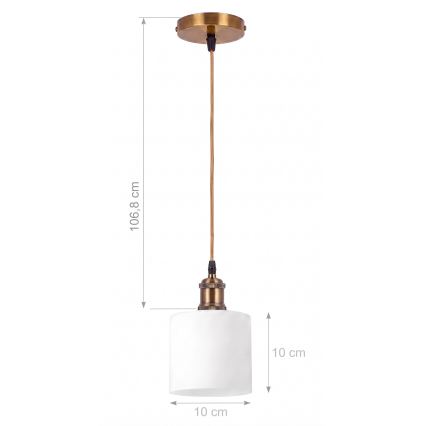 BRILAGI - LED luster na lanku RETRO GLASS 1xE27/60W/230V priemer 10 cm zlatá/biela